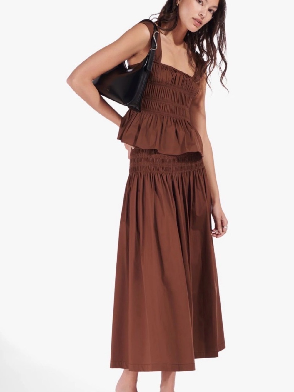 STAUD Smocked Skirt Set